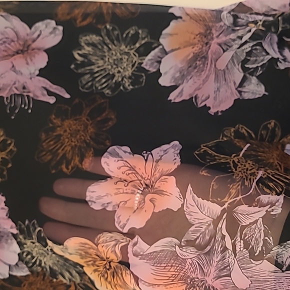 EUC 1990s VTG  Scarlett Black with Pink Floral Print Slip Dress with Flowing Hem - Picture 15 of 16